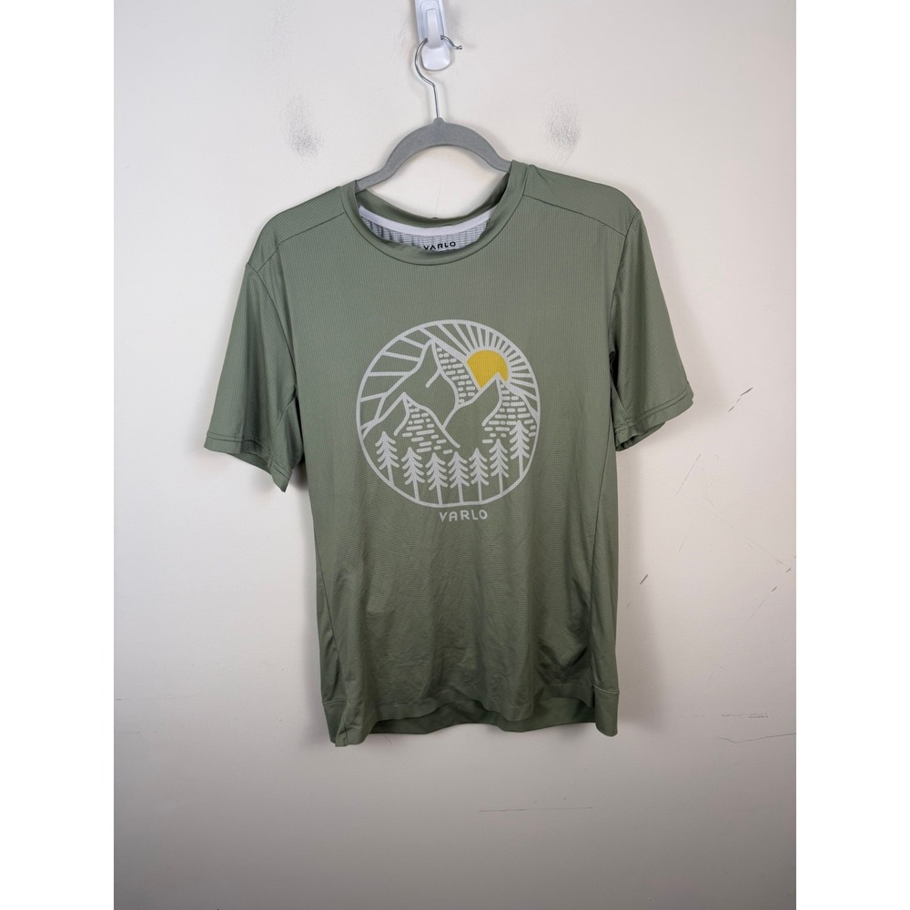Varlo Mens Cycling Jersey Sage Green Mountain Graphic Short Sleeve Size M
